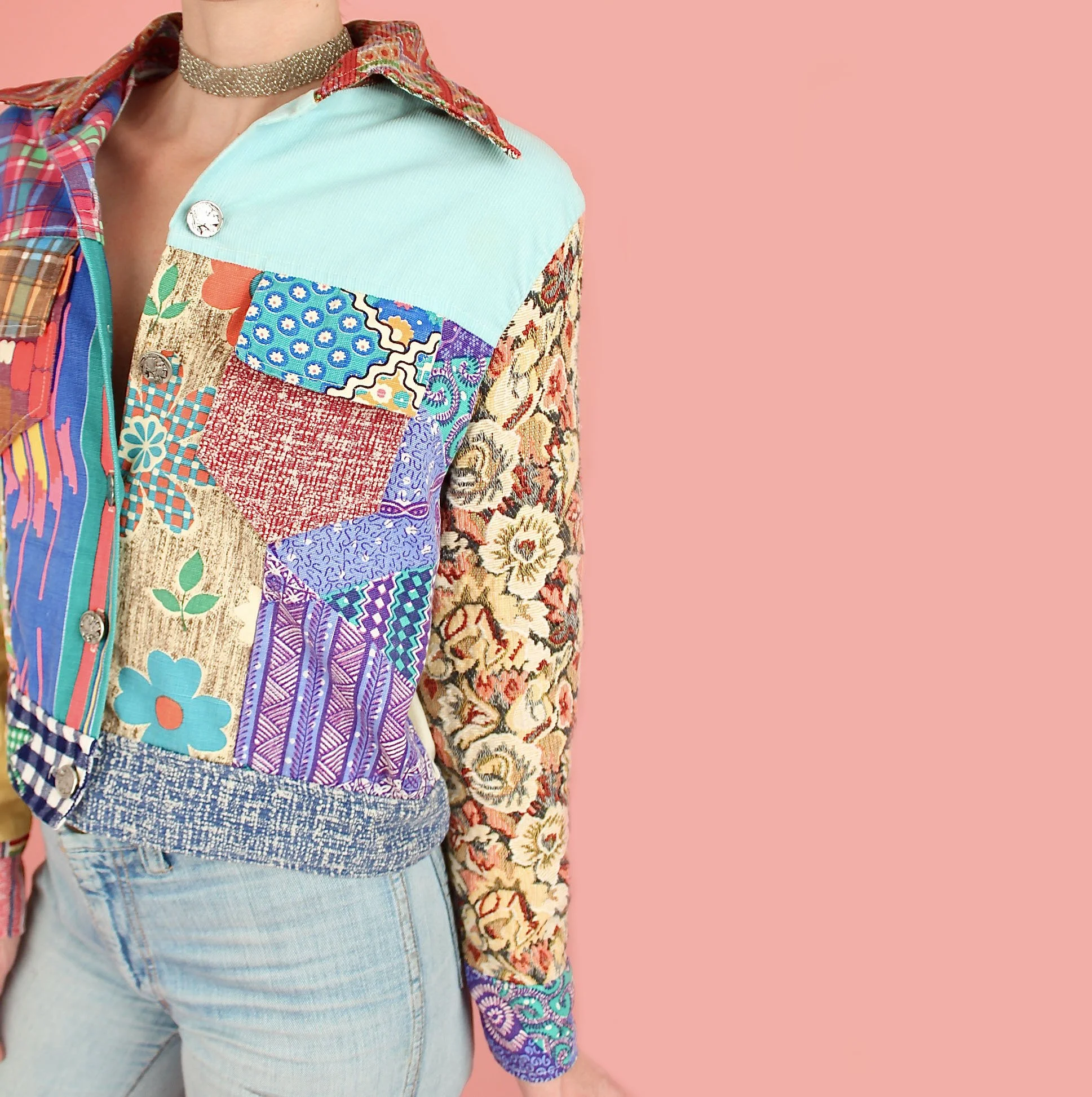 RARE ViNtAgE 70's Kennington Cropped Patchwork Hippie Jacket